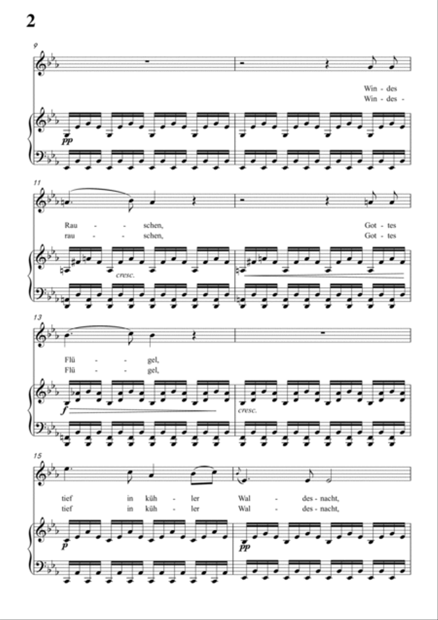 Schubert-Waldes-Nacht in bE for Vocal and Piano Voice scores gallery preview page 3