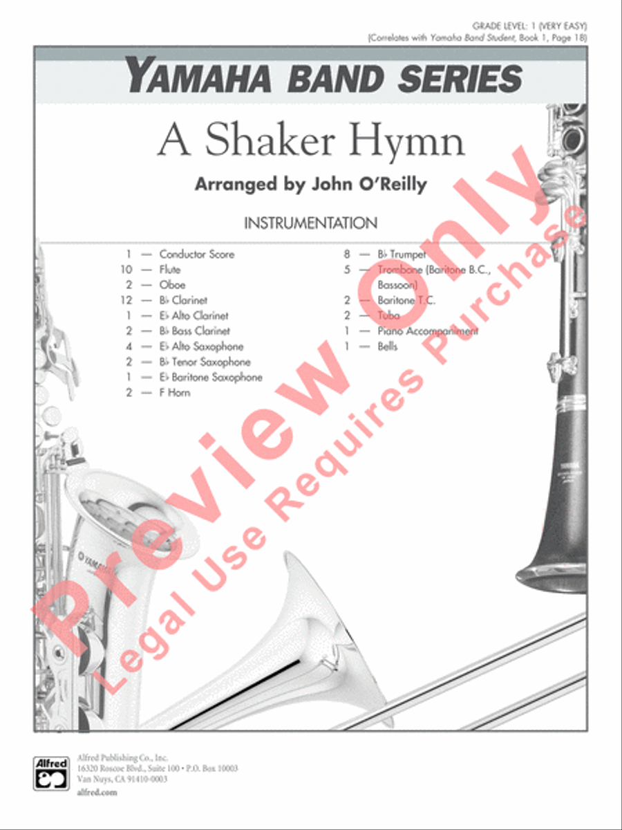 A Shaker Hymn Concert Band scores gallery preview page 2