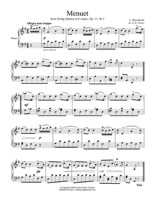 Menuet/Minuet by Boccherini for easy piano solo