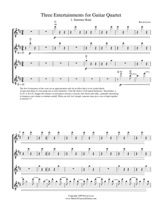 Summer Rain (Guitar Quartet) - Score and Parts