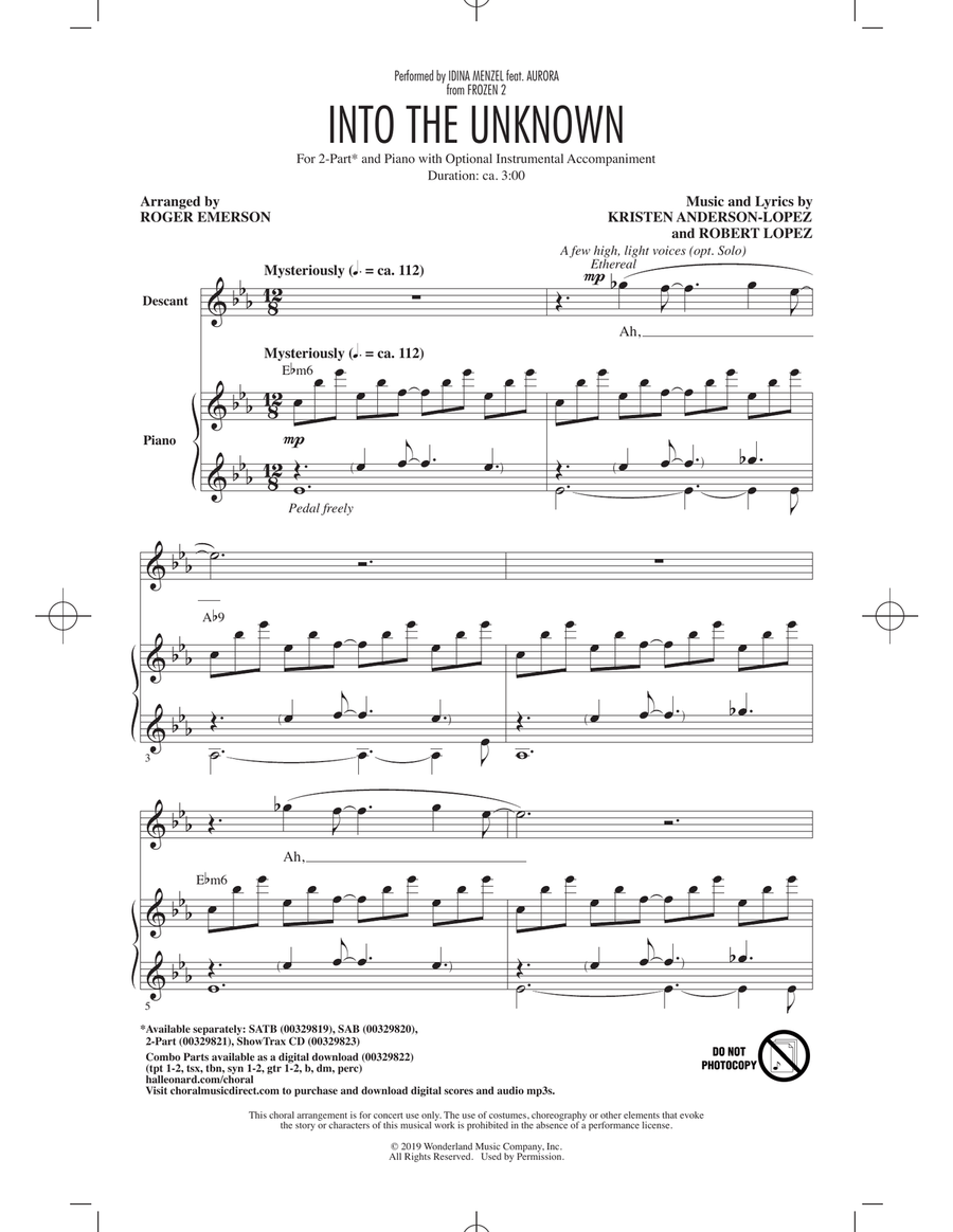 Into The Unknown (from Disney's Frozen 2) (arr. Roger Emerson) 2-Part scores gallery preview page 1