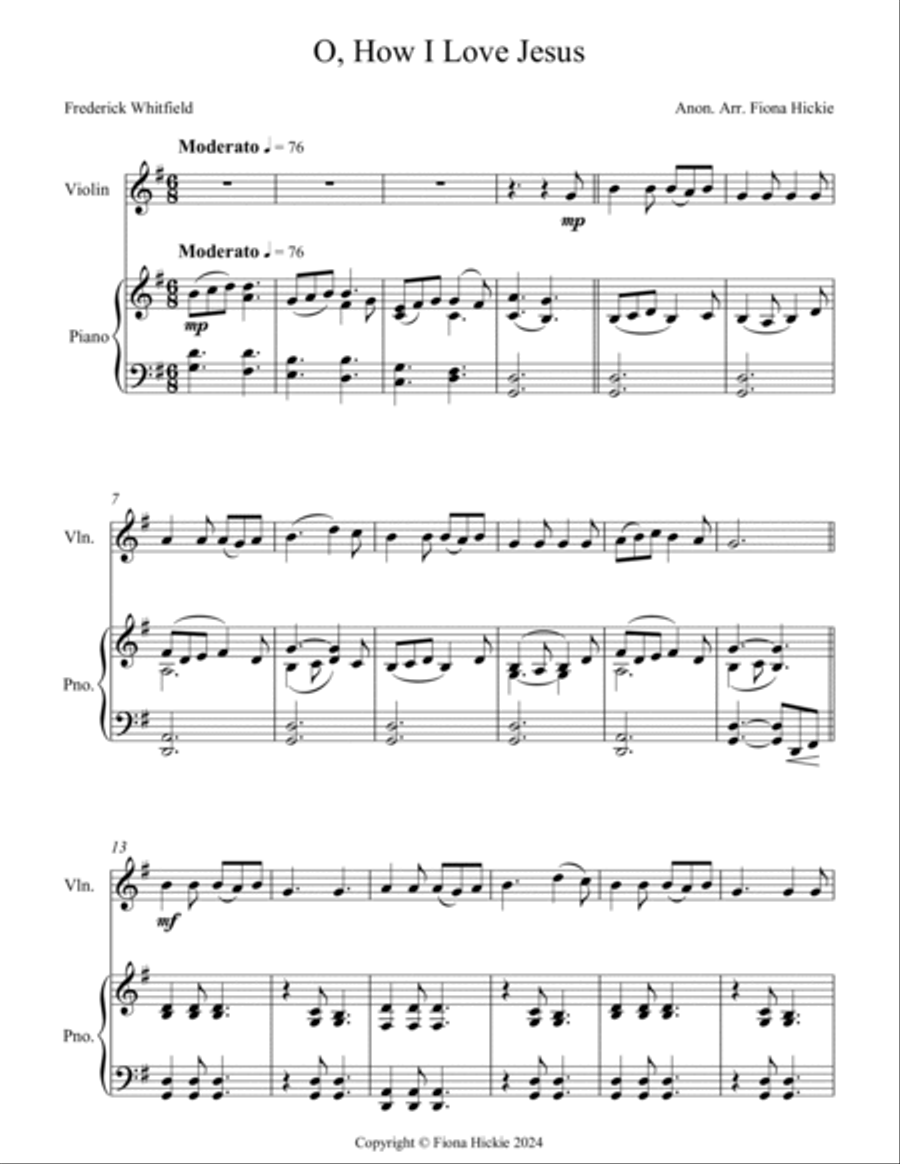O, How I Love Jesus O, How I Love Jesus Violin Solo scores gallery preview page 2