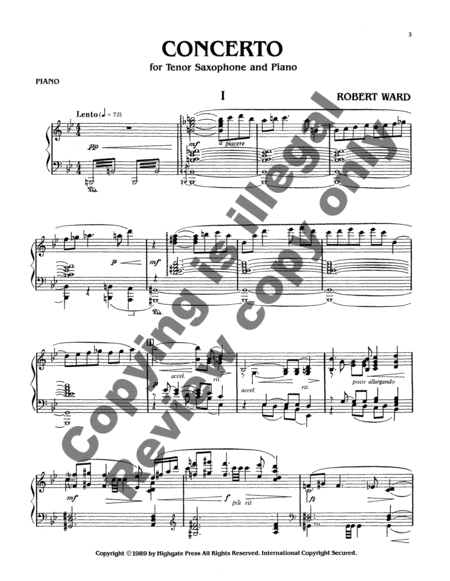 Concerto for Tenor Saxophone and Orchestra (Saxophone/Piano Score)