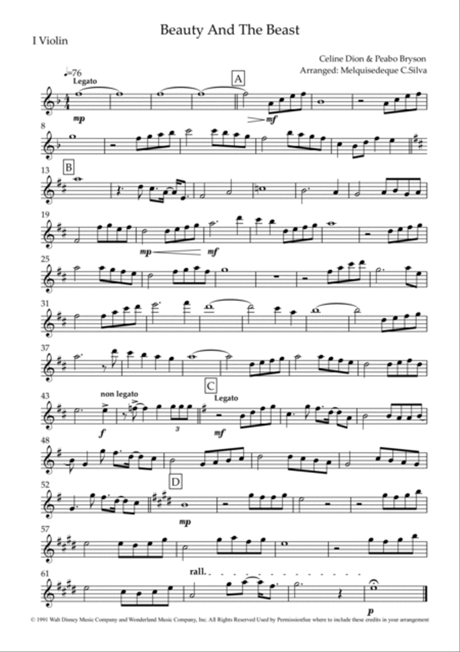 Beauty And The Beast Beauty And The Beast String Quartet scores gallery preview page 5
