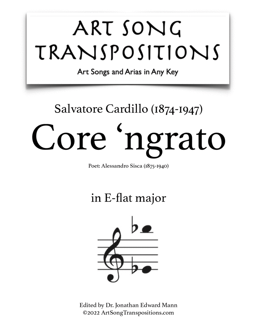 CARDILLO: Core 'ngrato (transposed to E-flat major) Voice scores gallery preview page 1