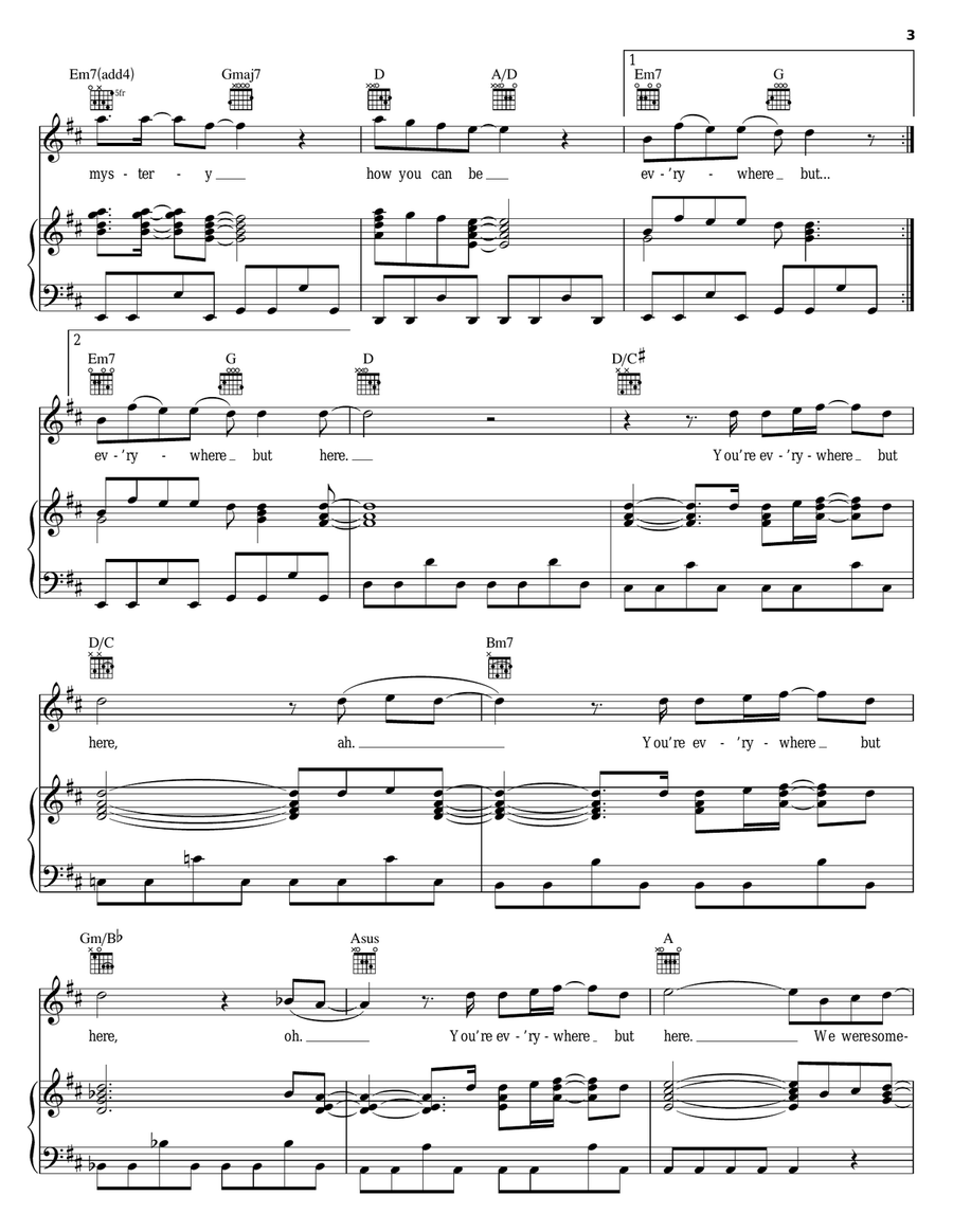 Everywhere But Here Piano, Vocal, Guitar scores gallery preview page 3
