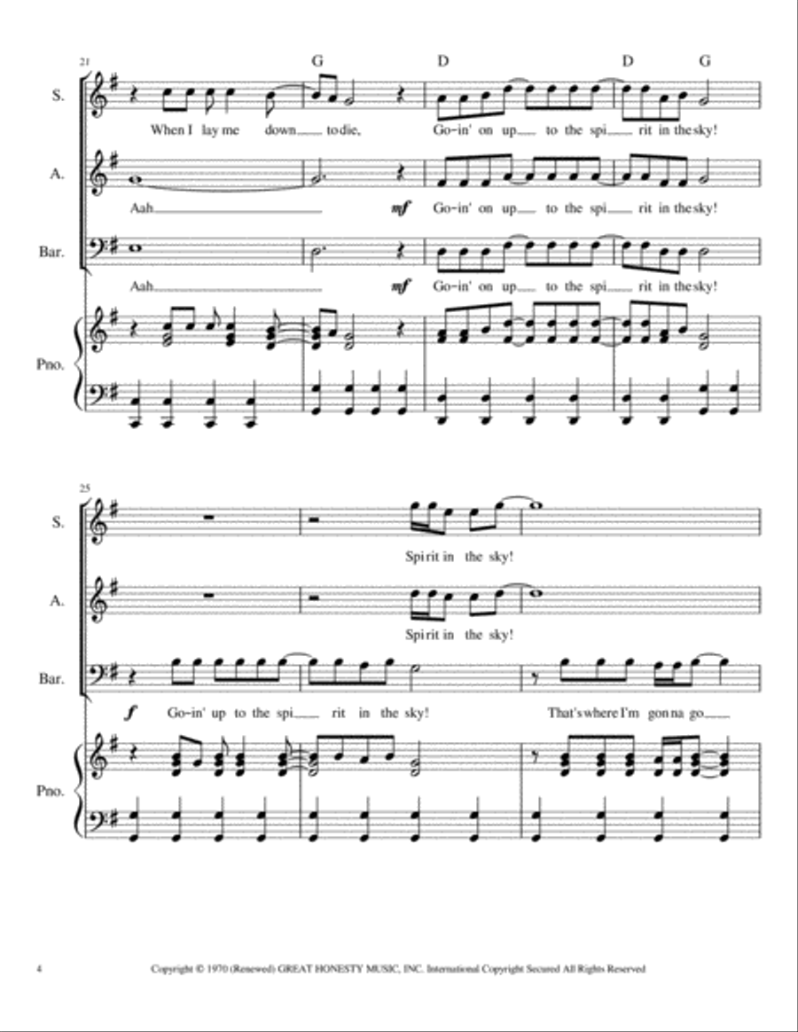 Spirit In The Sky 3-Part scores gallery preview page 5