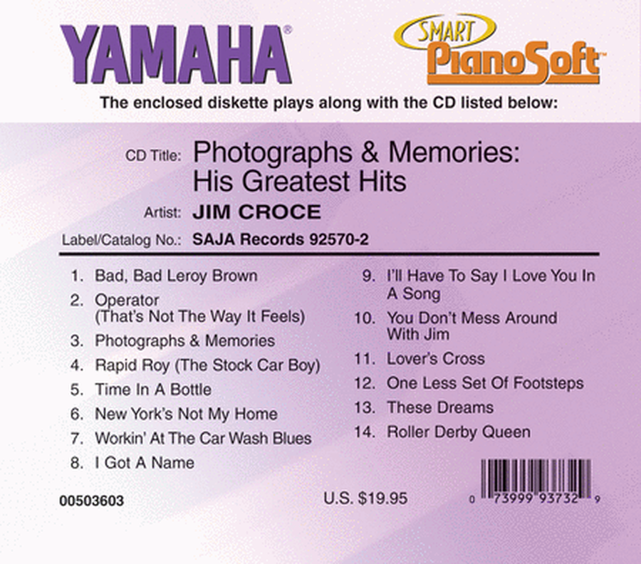 Jim Croce - Photographs and Memories: His Greatest Hits - Piano Software
