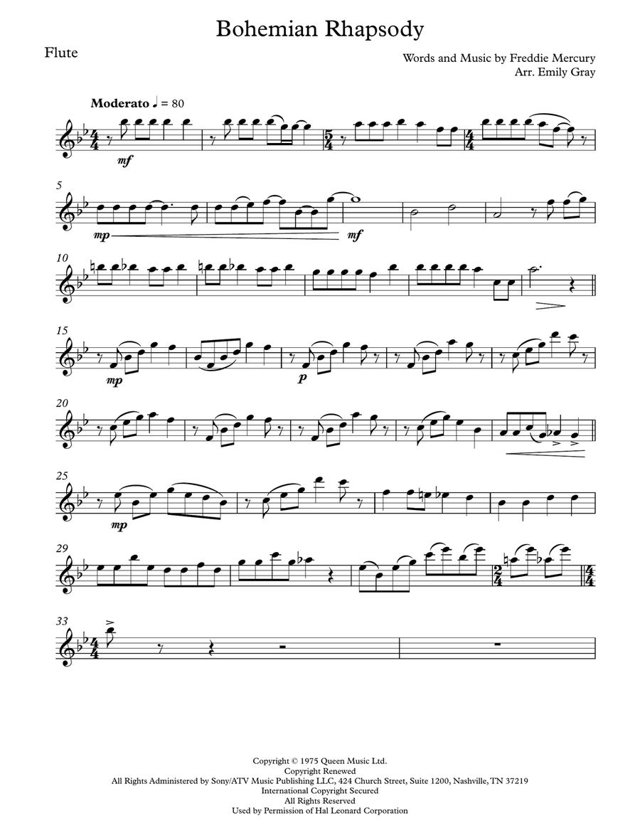 Bohemian Rhapsody Woodwind Duet scores gallery preview page 6