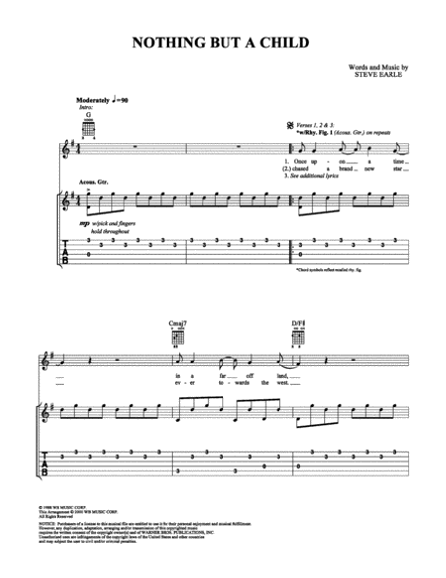 Nothing But A Child Electric Guitar scores gallery preview page 1