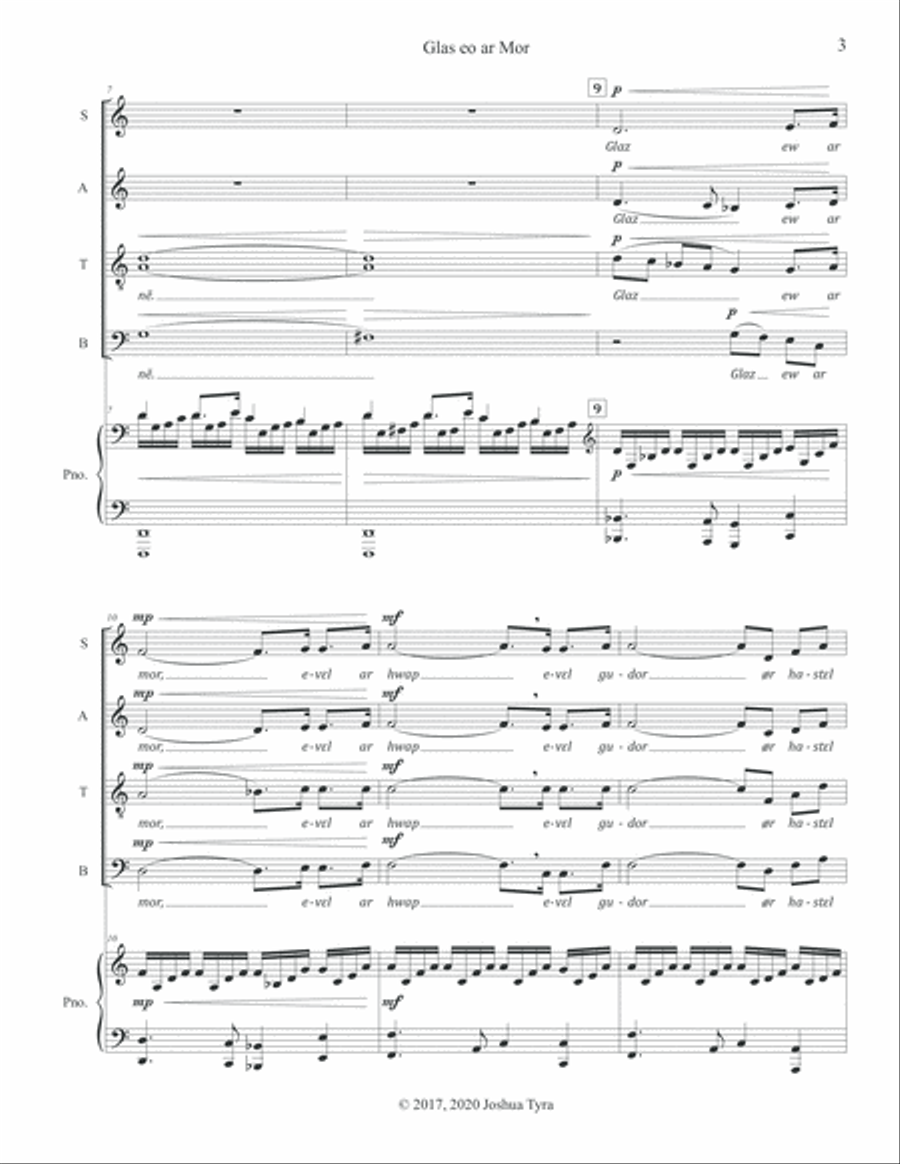 Glas eo ar Mor (The Sea is Blue) - A Breton Song 4-Part scores gallery preview page 3
