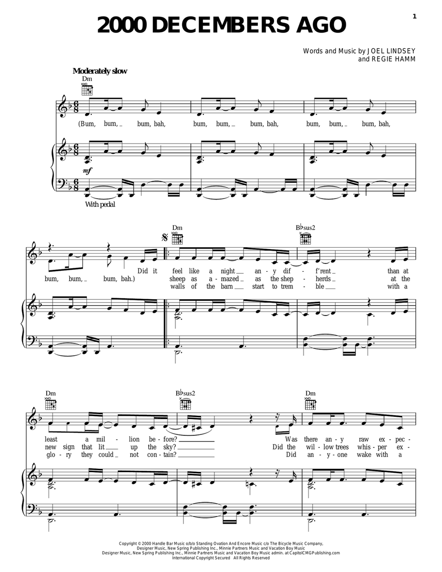 2000 Decembers Ago Piano, Vocal, Guitar scores gallery preview page 1