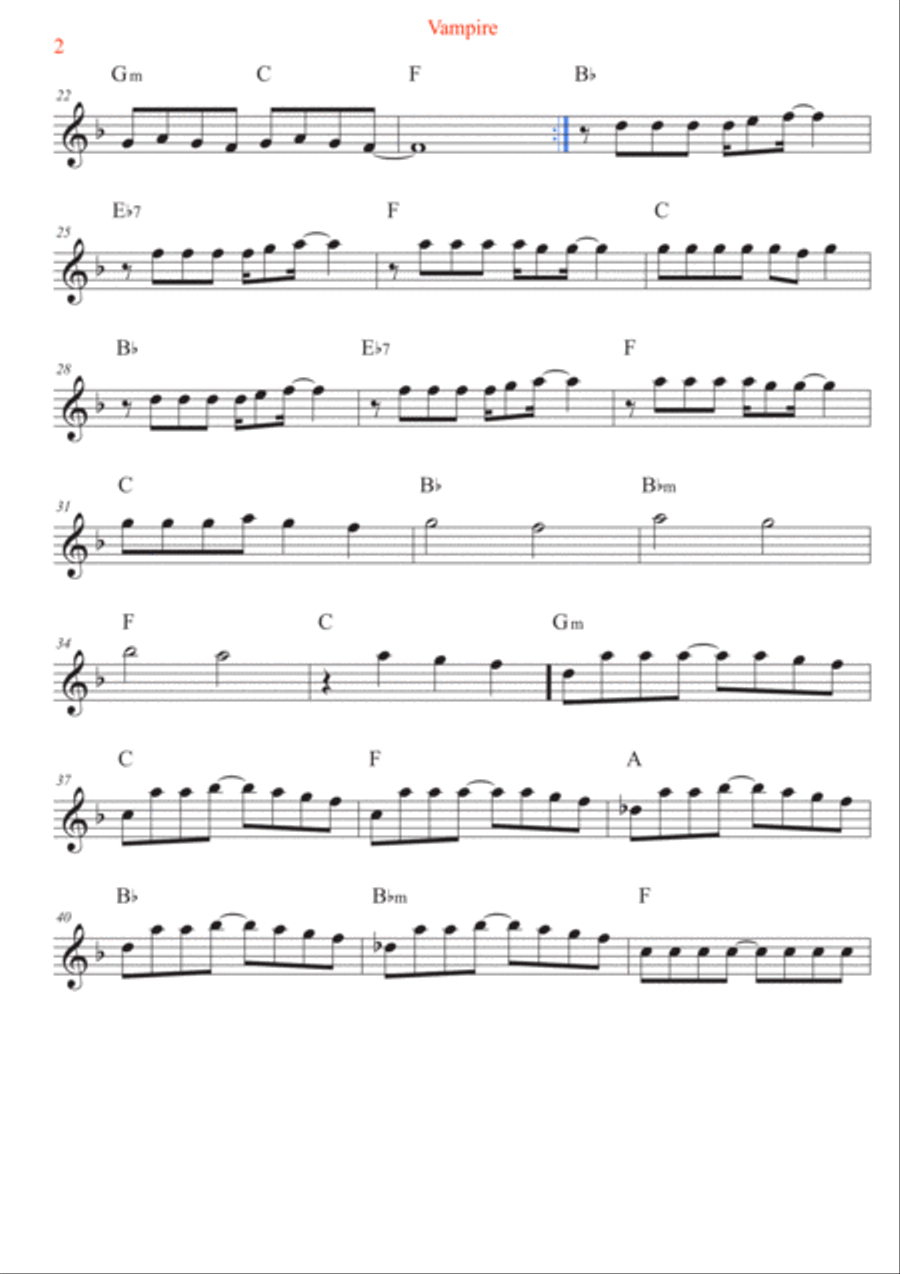 Vampire Vampire Violin Solo scores gallery preview page 2