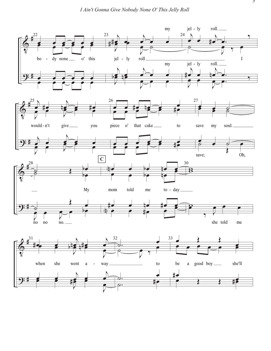 I Ain’t Gonna Give Nobody None O’ This Jelly Roll TTBB scores gallery preview page 3