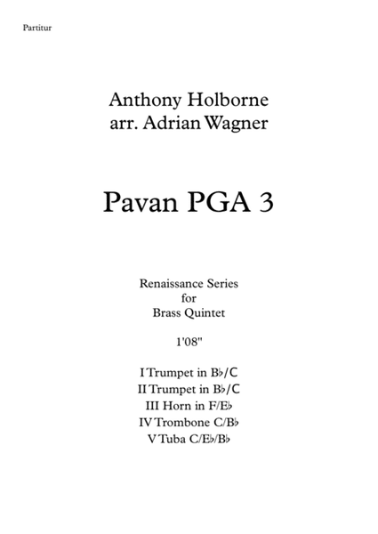 Pavan PGA 3 (Anthony Holborne) Brass Quintet arr. Adrian Wagner image number null