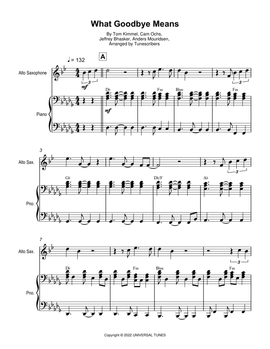 What Goodbye Means Piano scores gallery preview page 1