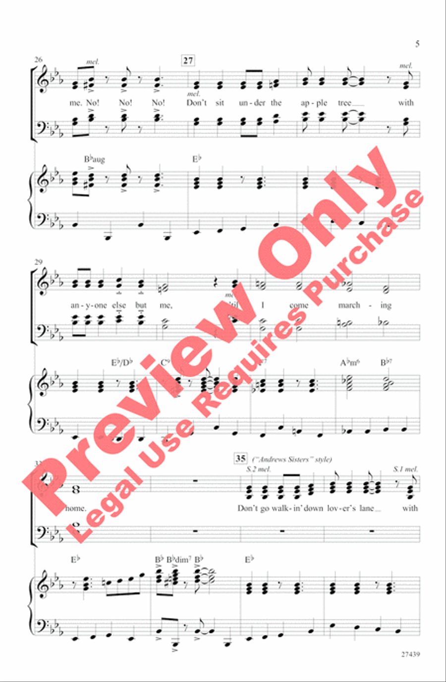 Don't Sit Under the Apple Tree 4-Part scores gallery preview page 5