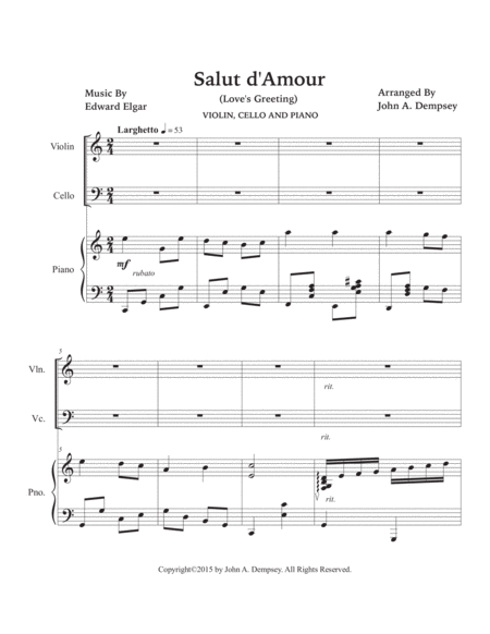 Salut d'Amour (Love's Greeting): Piano Trio for Violin, Cello and Piano image number null