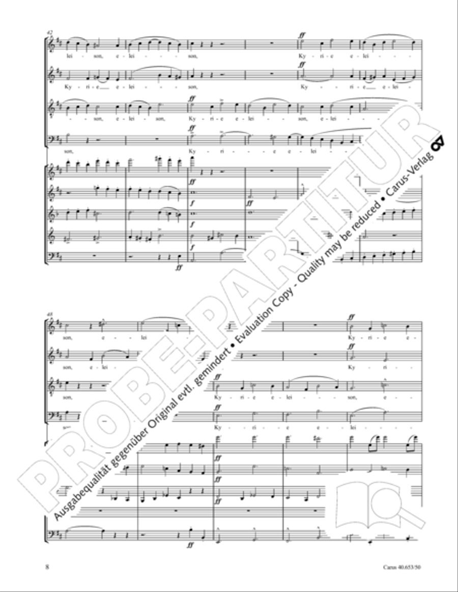 Mass in D Major (Missa in D) 4-Part scores gallery preview page 9