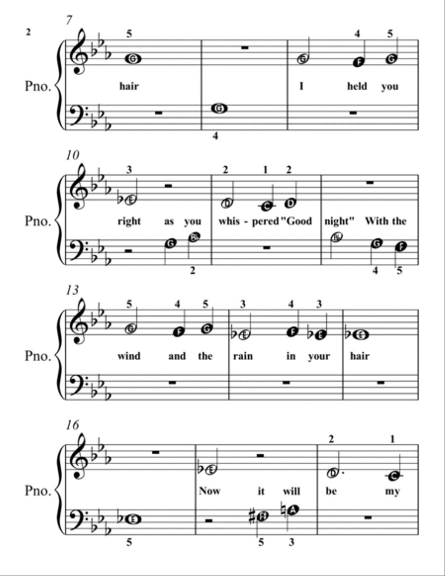 With The Wind And The Rain In Your Hair Easy Piano scores gallery preview page 2