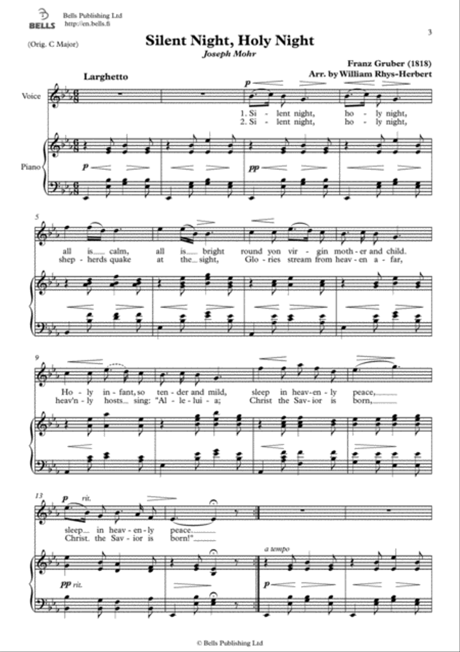 Silent Night, Holy Night (E-flat Major) Voice Solo scores gallery preview page 1