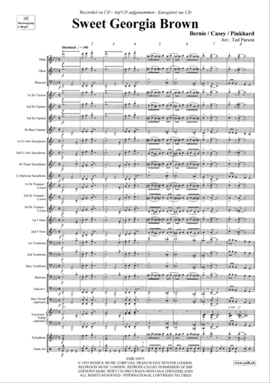 Sweet Georgia Brown Concert Band scores gallery preview page 4