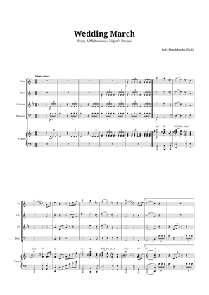 Wedding March by Mendelssohn for Woodwind Quartet and Piano with Chords