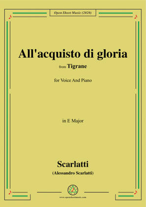Scarlatti-All'acquisto di gloria,in E Major,for Voice and Piano