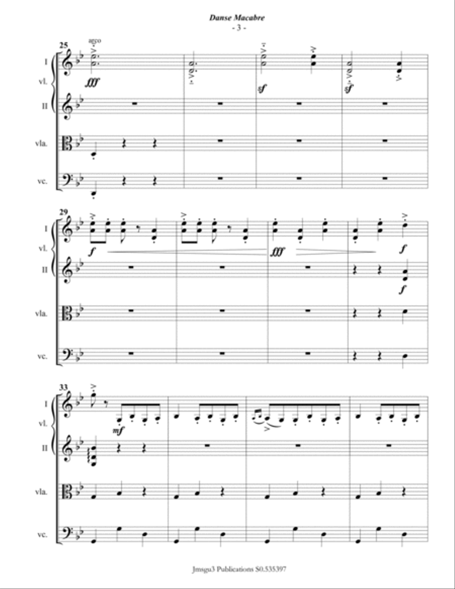 Saint-Saëns: Danse Macabre for String Quartet String Quartet scores gallery preview page 3