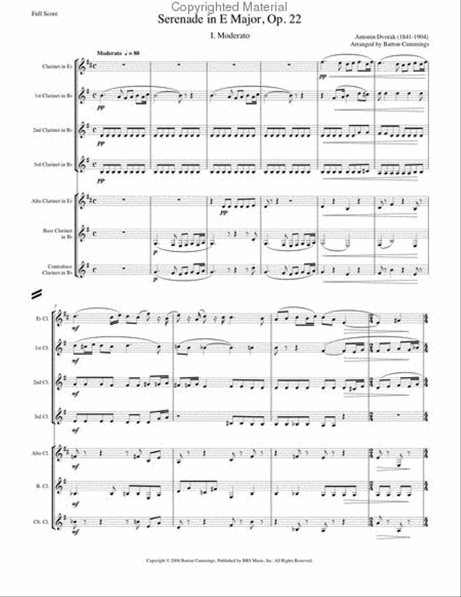Serenade in E Major, Op. 22 Clarinet Choir scores gallery preview page 3