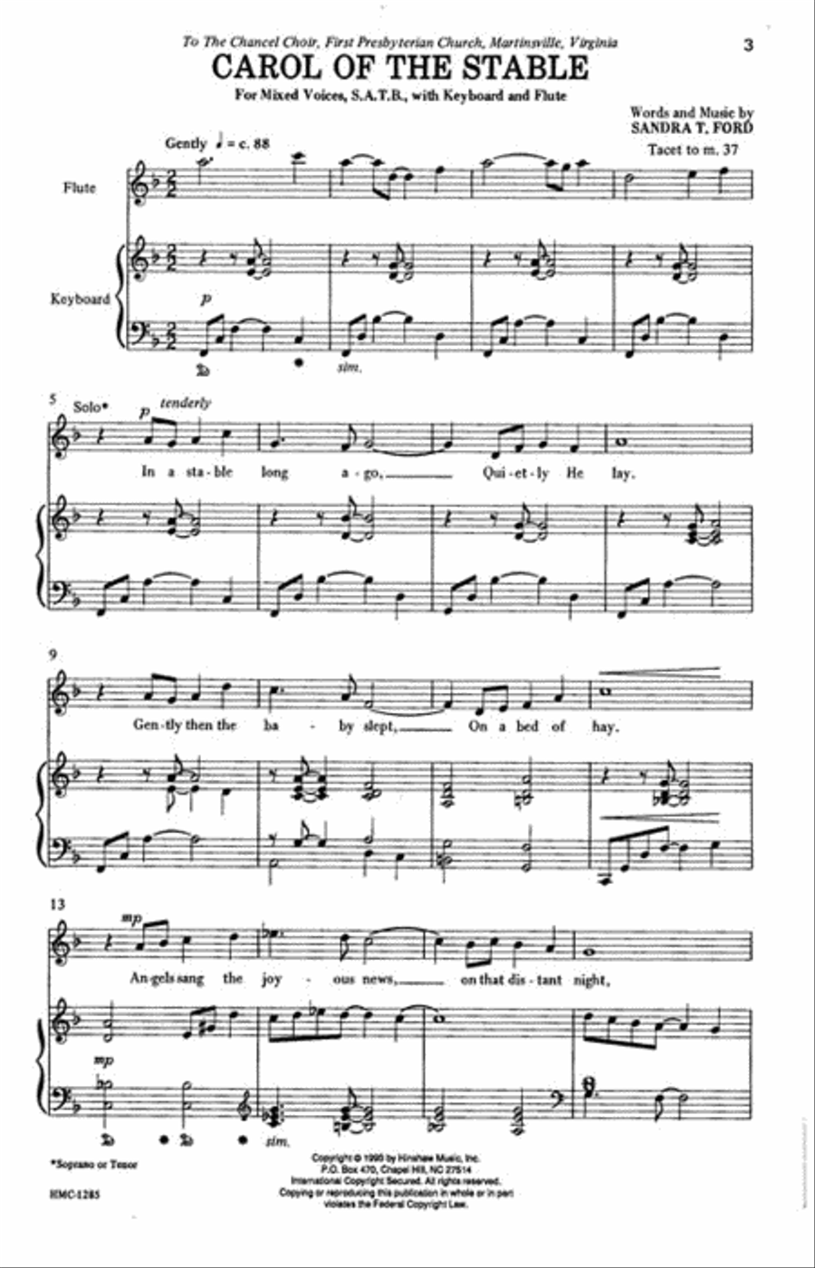 Carol of the Stable 4-Part scores gallery preview page 2