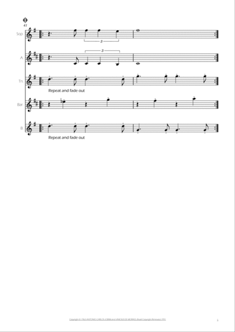 The Girl From Ipanema (garôta De Ipanema) Saxophone Quintet scores gallery preview page 5