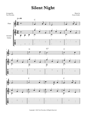 Silent Night - For Flute and Acoustic Guitar Duet (with TAB and Chords)