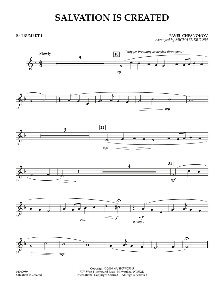 Salvation Is Created - Bb Trumpet 1 Concert Band scores gallery preview page 1