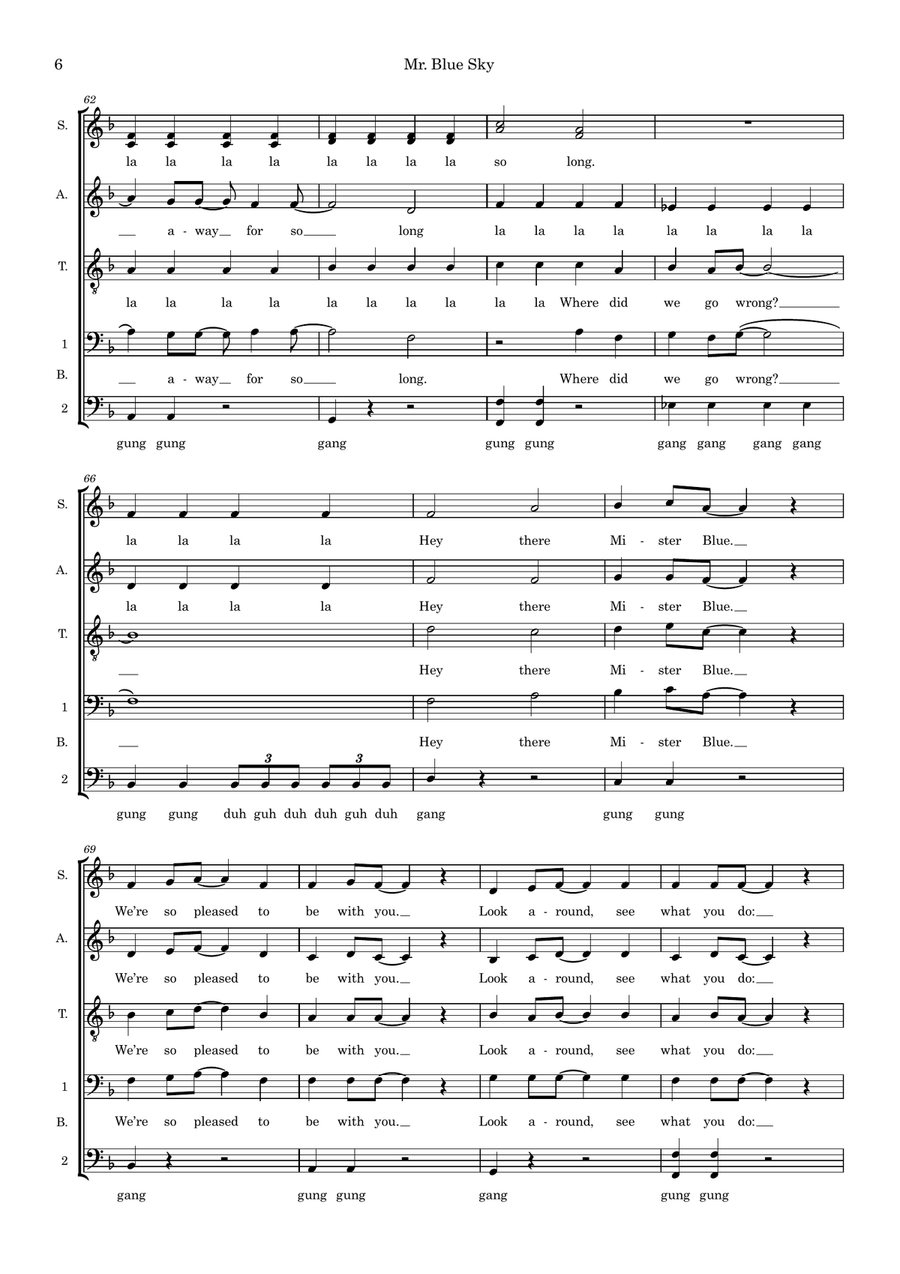 Mr. Blue Sky (arr. Ben See) 4-Part scores gallery preview page 6