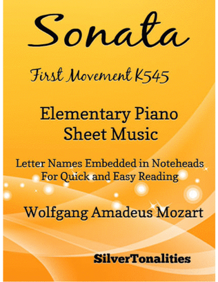 Book cover for Sonata First Movement K545 Elementary Piano Sheet Music
