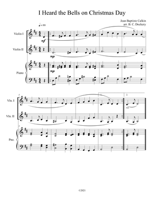 I Heard the Bells on Christmas Day (Violin Duet) with optional piano accompaniment