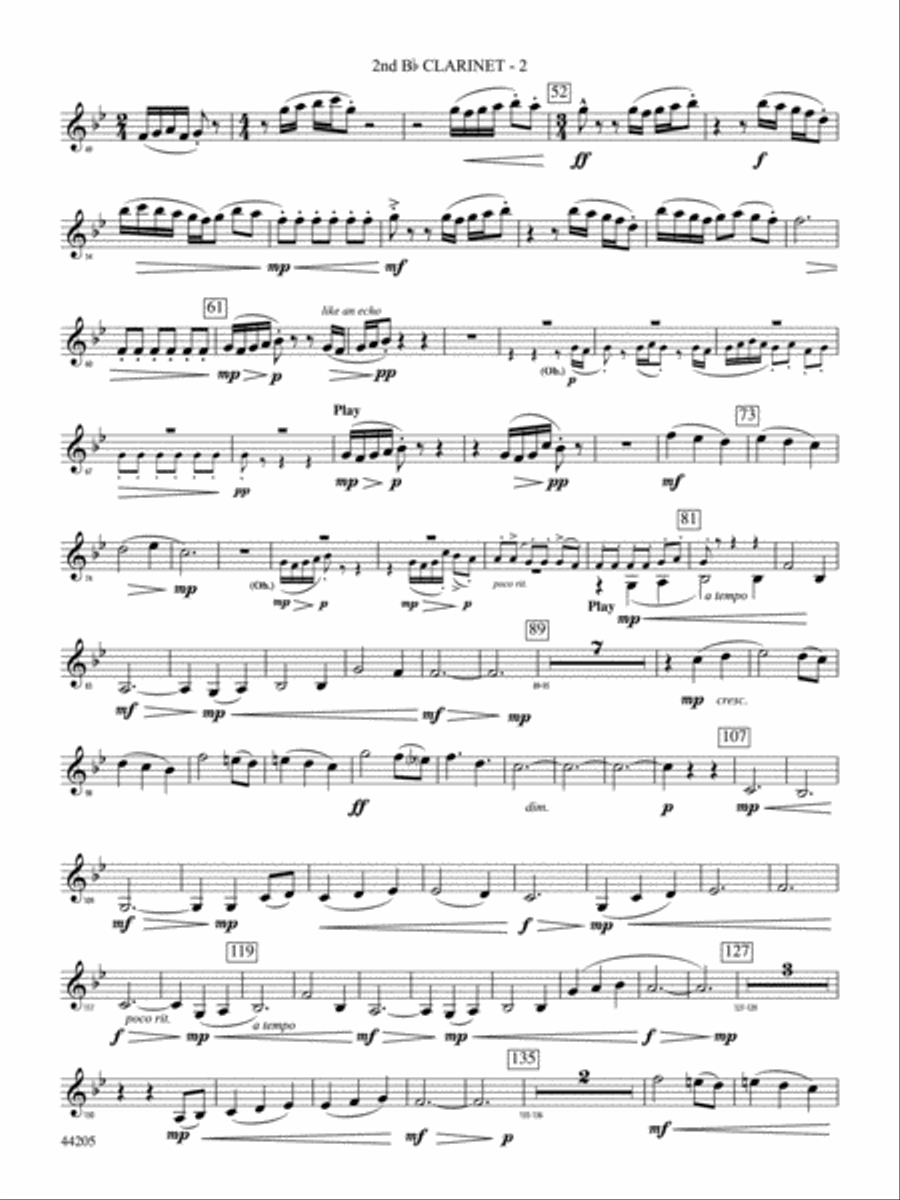 The Wind Racers: 2nd B-flat Clarinet Concert Band scores gallery preview page 2