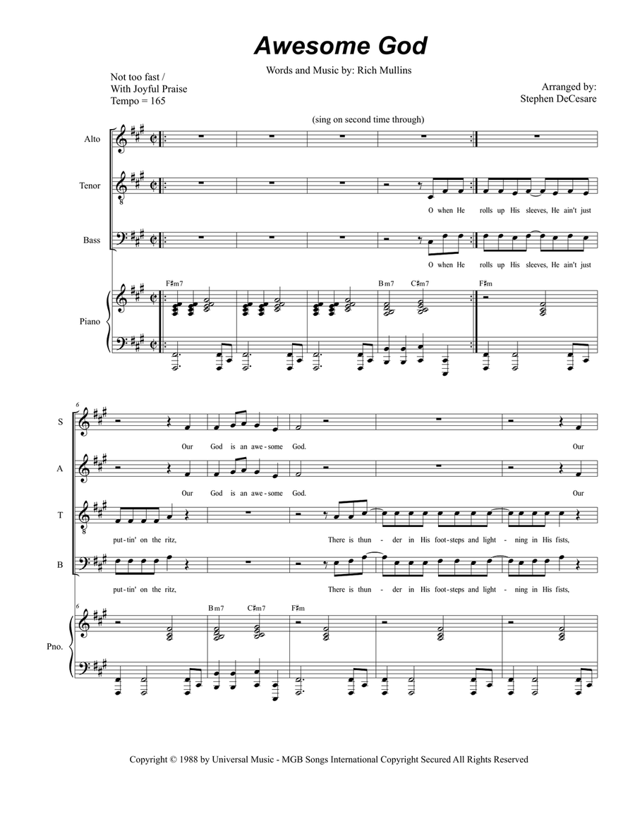 Awesome God 4-Part scores gallery preview page 1