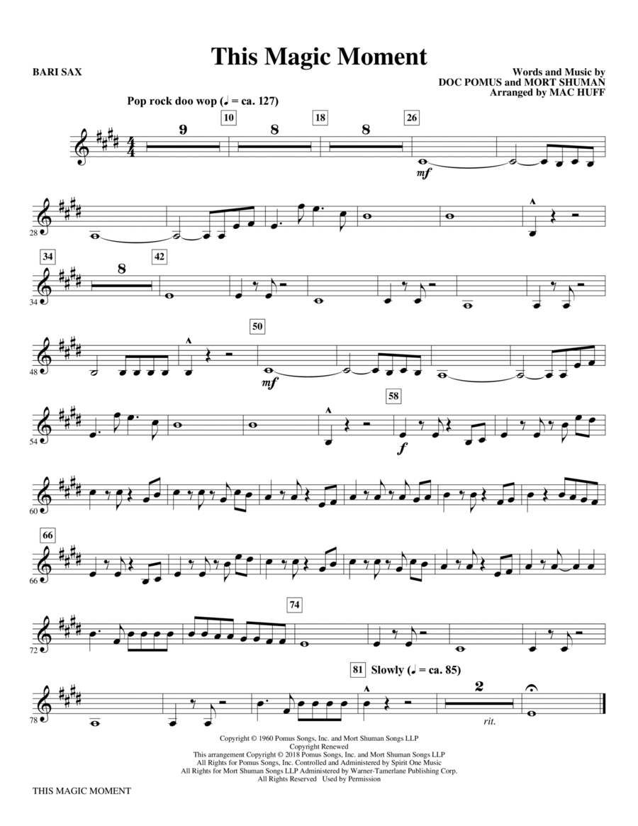 This Magic Moment (Arr. Mac Huff) - Baritone Sax Choir scores gallery preview page 1