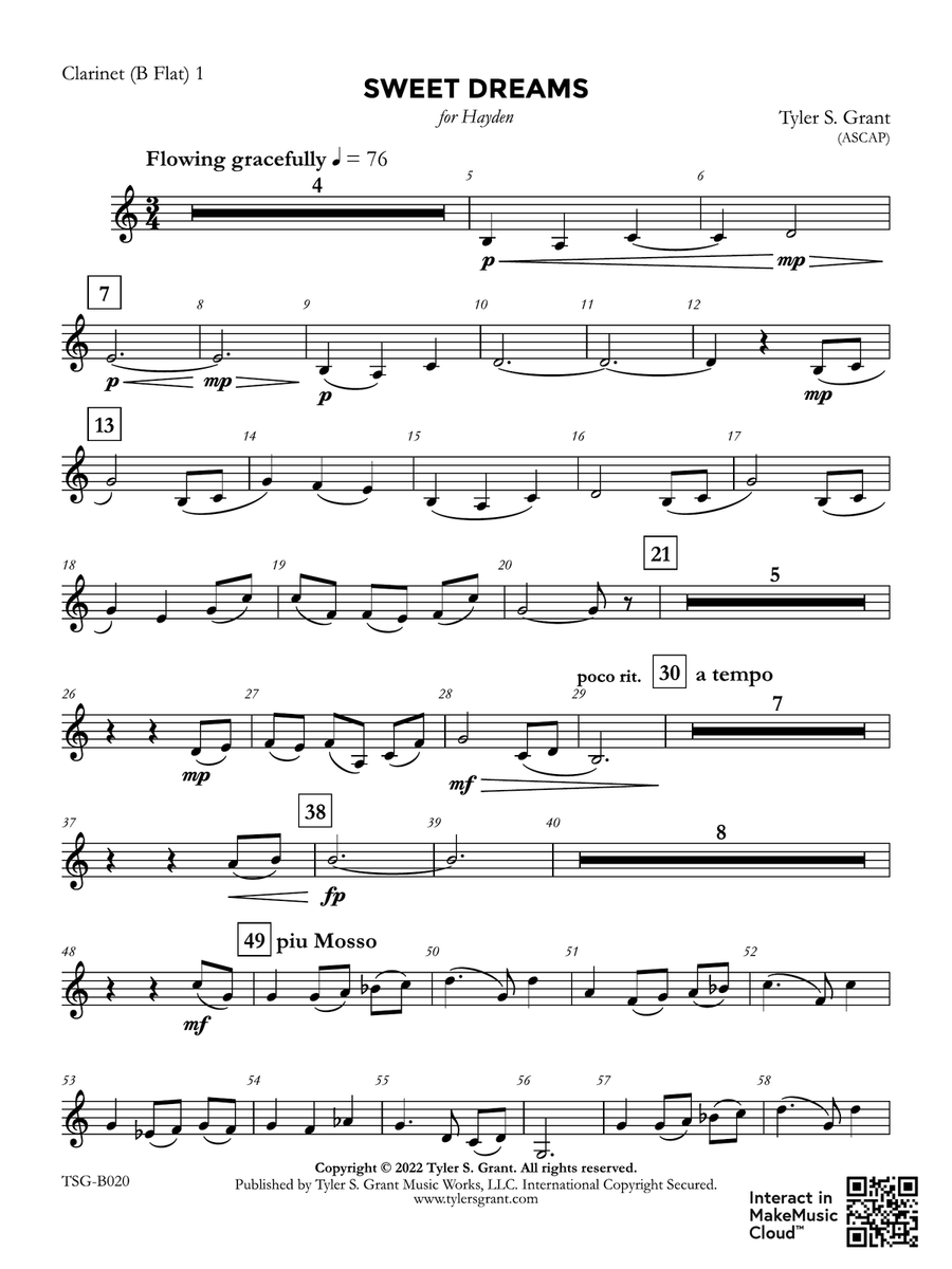 Sweet Dreams: 1st B-flat Clarinet