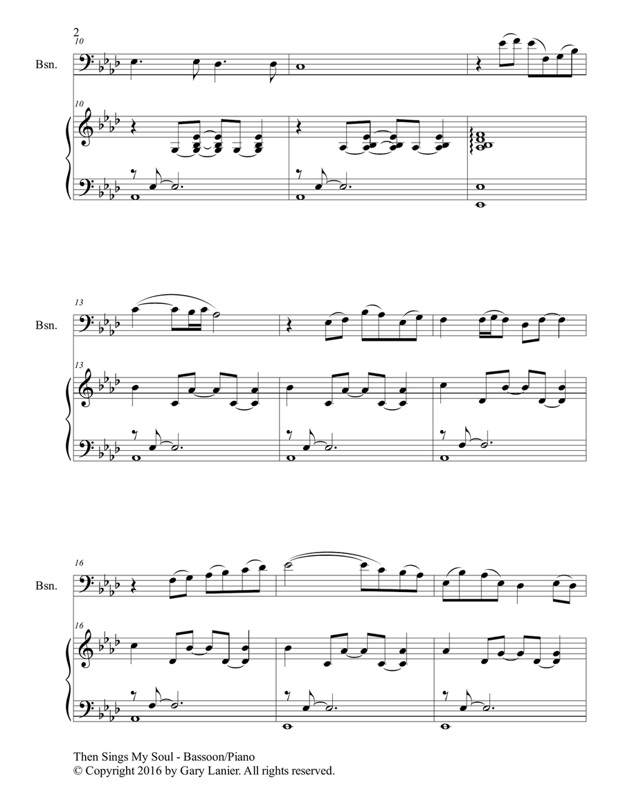 THEN SINGS MY SOUL (For Bassoon & Piano with Parts) Bassoon Solo scores gallery preview page 3