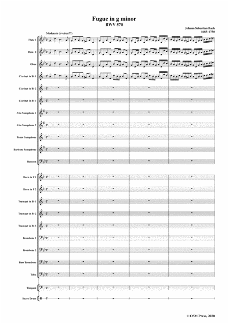 Bach,J.S.-Fugue in g minor,BWV 578,for Wind Band Concert Band scores gallery preview page 3