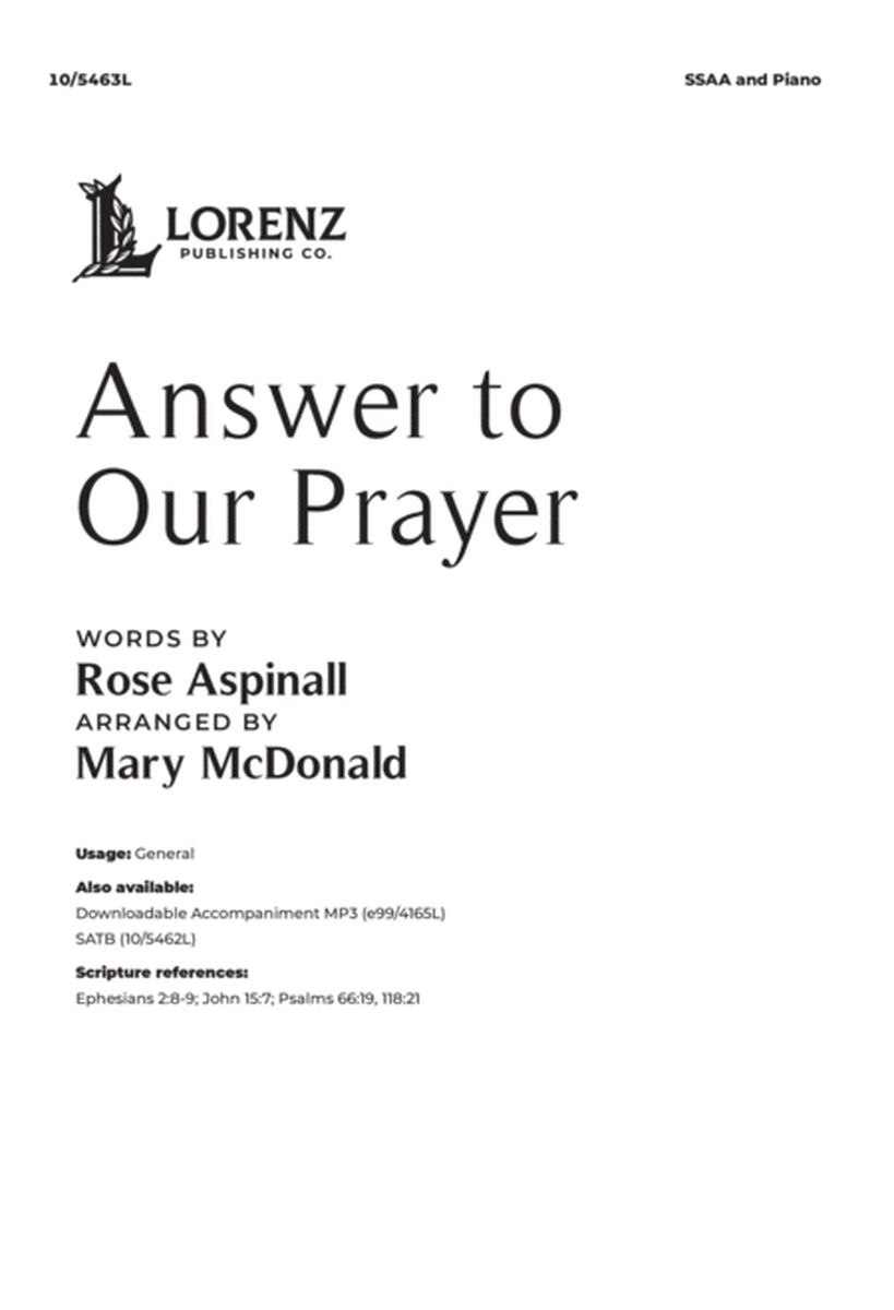 Answer to Our Prayer