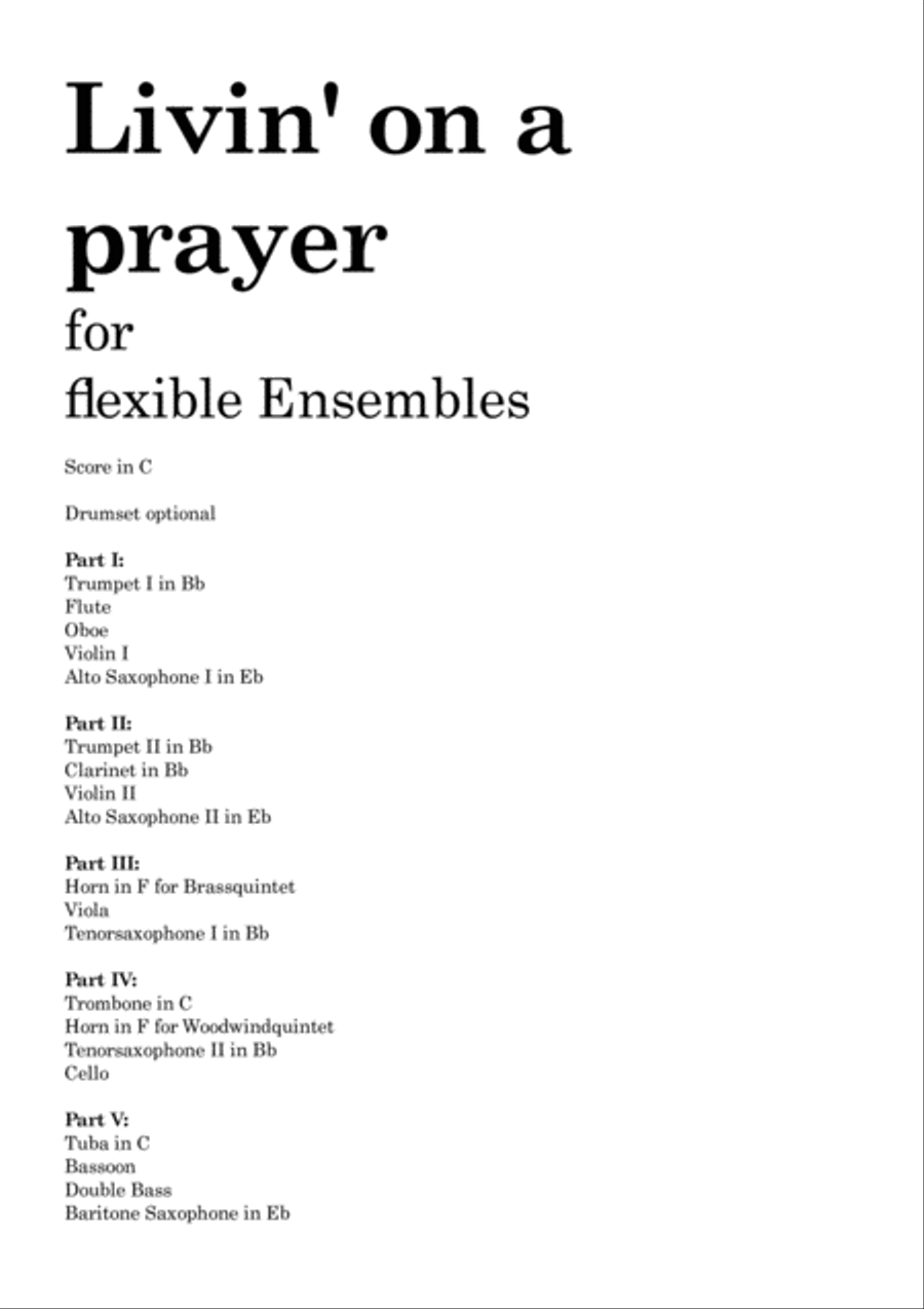 Livin' On A Prayer Brass Ensemble scores gallery preview page 2