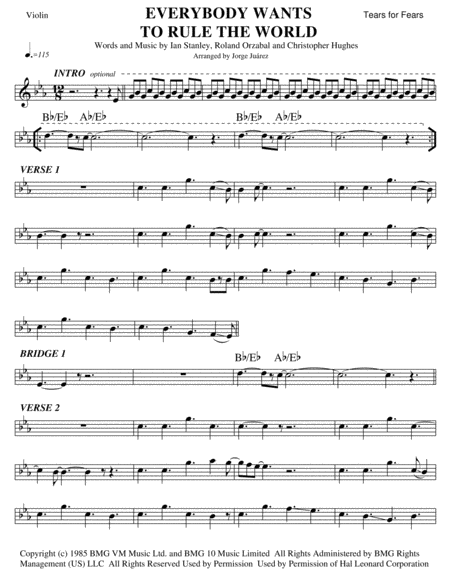 Everybody wants to rule the world – Tears for Fears Sheet music for Piano  (Solo)