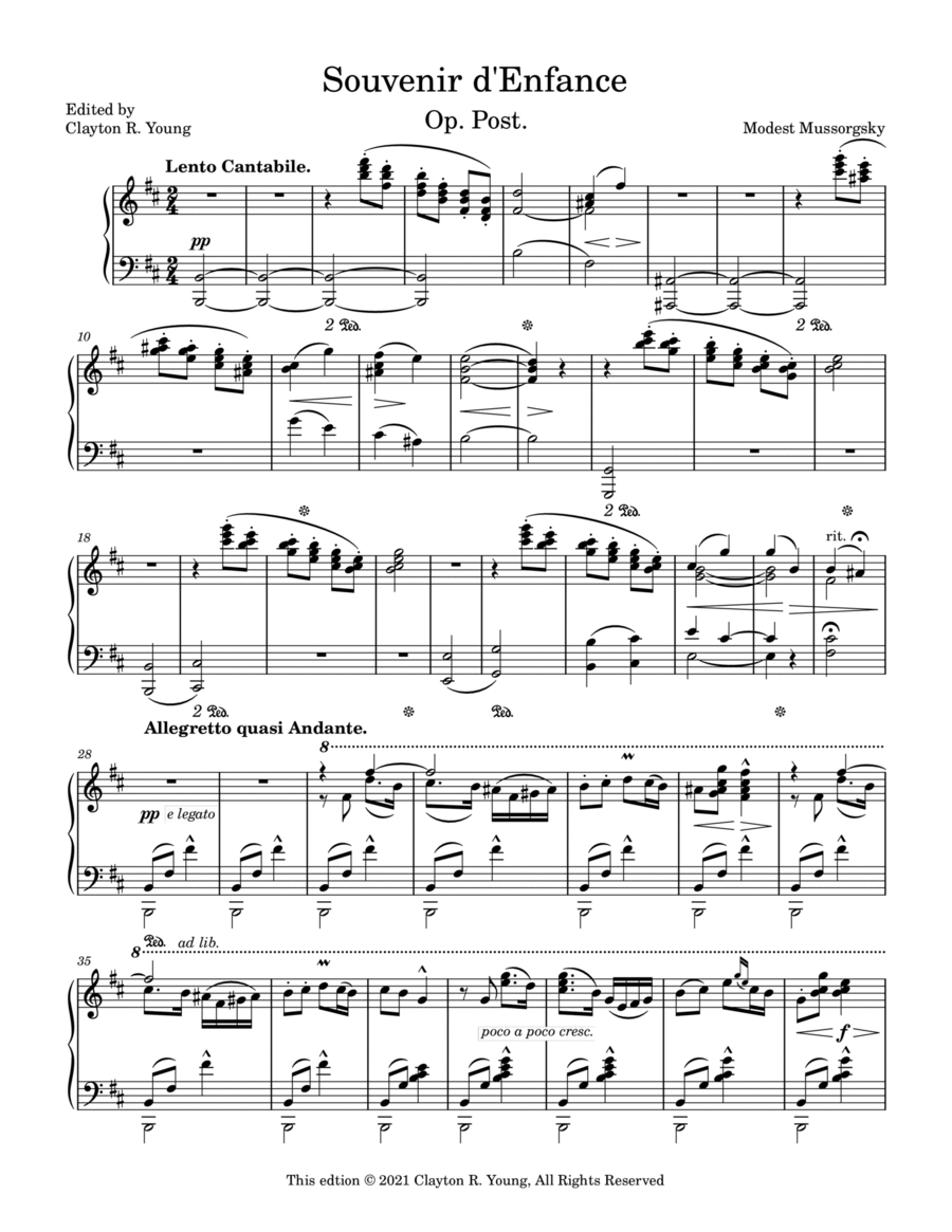 Souvenir d'Enfance Piano Solo scores gallery preview page 1