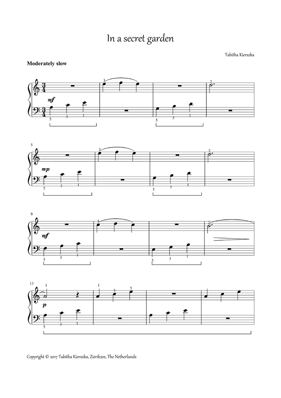 In a secret garden In a secret garden Easy Piano scores gallery preview page 1