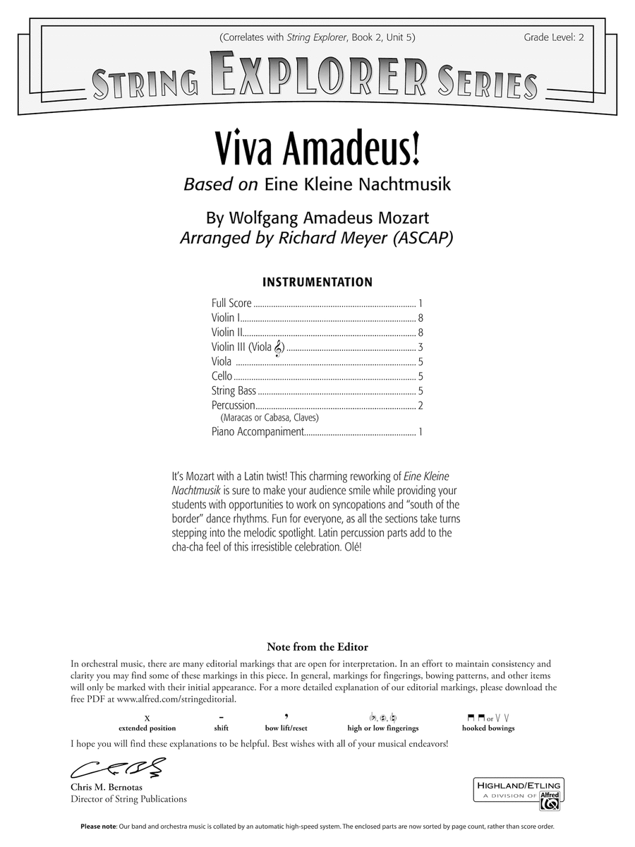 Viva Amadeus!: Score String Orchestra scores gallery preview page 1