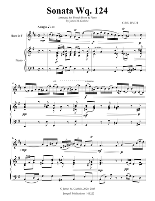 CPE BACH: Sonata in E Minor WQ124 for French Horn & Piano